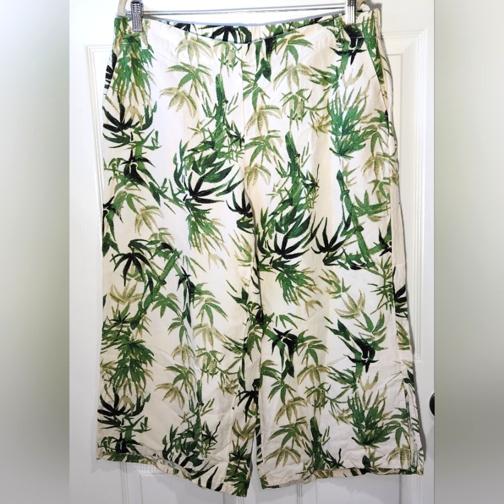 J. Jill linen short pants tropical print women's size Large petite